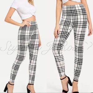 LAST 2! REBECCA White and Black Plaid Leggings